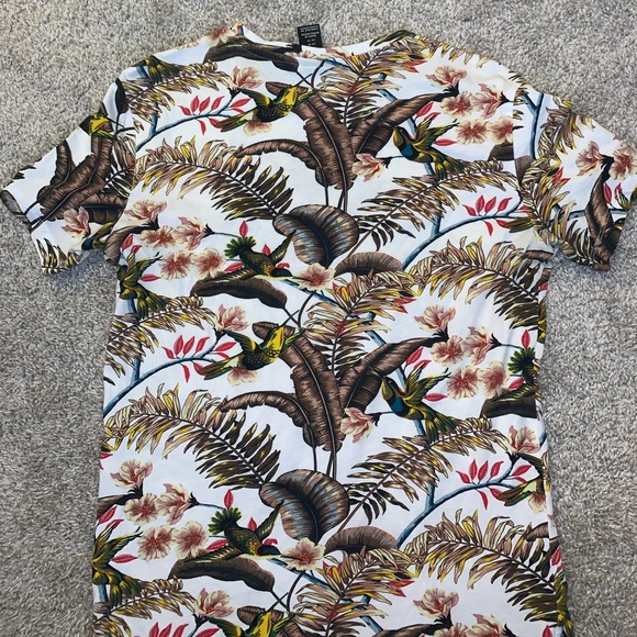 H&M White & Brown Bird Shirt size XS - Picture 7 of 9